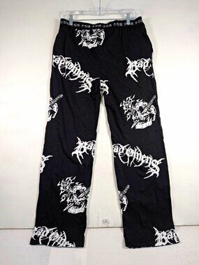 Bad Omens Pajama Lounge Pants Mens M Black Skull Graphic Band Merch Sumerian